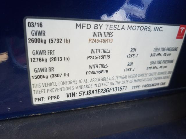 2016 TESLA MODEL S 5YJSA1E23GF131571