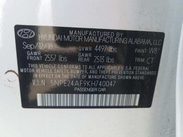 2019 HYUNDAI SONATA SE 5NPE24AF9KH740047