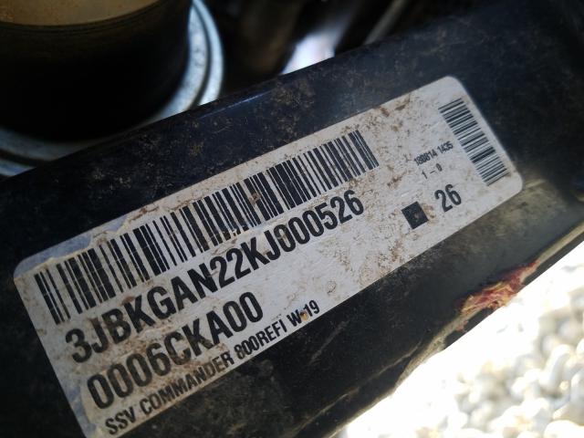 2019 CAN-AM COMMANDER 3JBKGAN22KJ000526