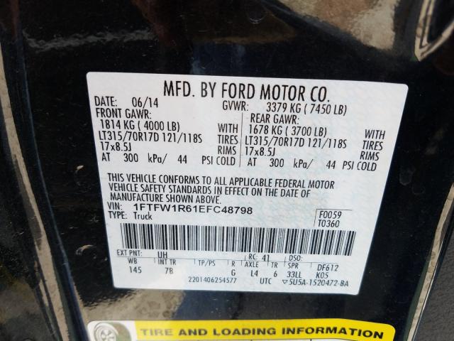 2014 FORD F150 SVT R 1FTFW1R61EFC48798