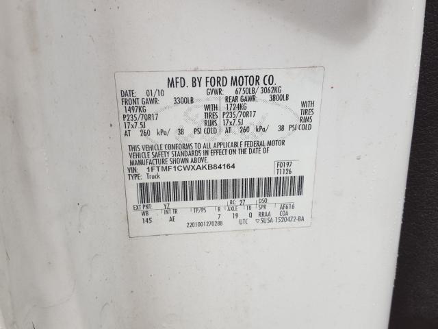 2010 FORD F-150 1FTMF1CWXAKB84164