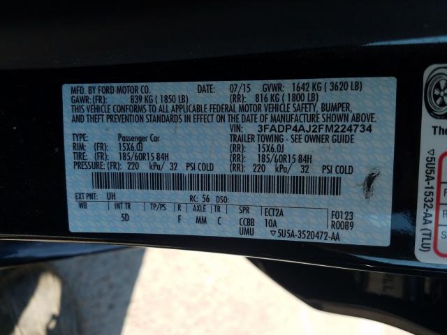 2015 FORD FIESTA S 3FADP4AJ2FM224734