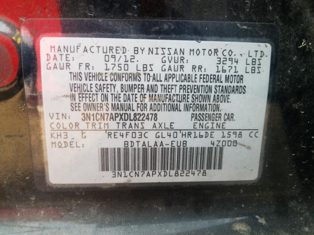 2013 NISSAN VERSA S 3N1CN7APXDL822478