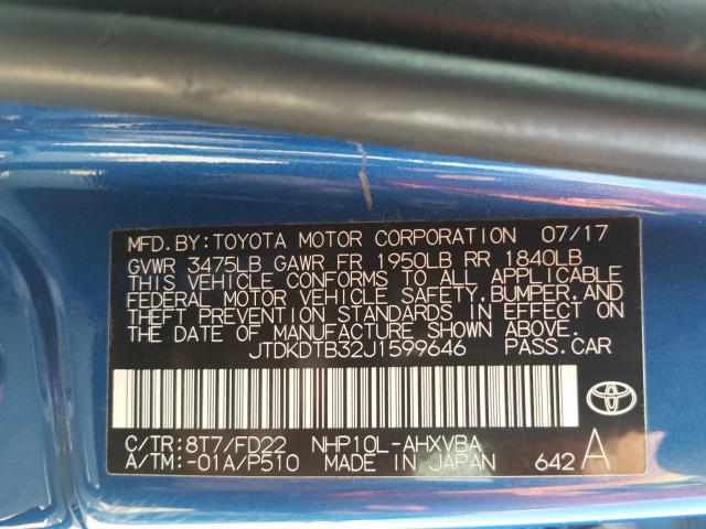 2018 TOYOTA PRIUS C JTDKDTB32J1599646