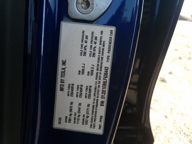 2020 TESLA MODEL 3 5YJ3E1EB6LF636443