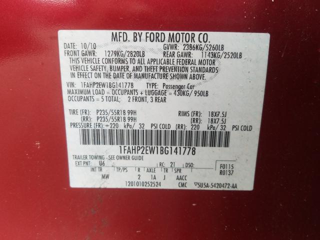 2011 FORD TAURUS SEL 1FAHP2EW1BG141778