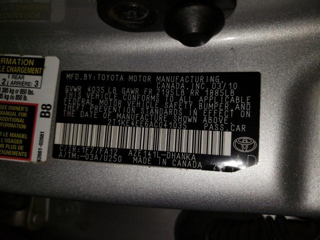 2010 TOYOTA COROLLA MA 2T1KE4EE6AC041035