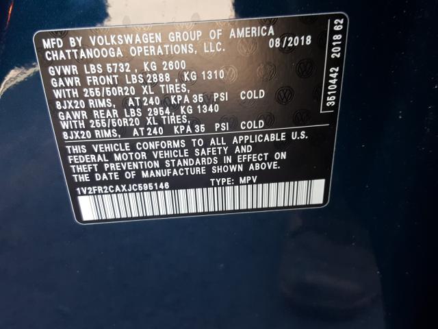 2018 VOLKSWAGEN ATLAS SE 1V2FR2CAXJC595146