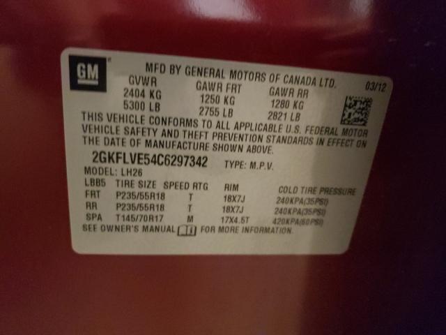 2012 GMC TERRAIN SL 2GKFLVE54C6297342