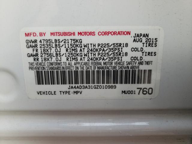 2016 MITSUBISHI OUTLANDER JA4AD3A31GZ010989