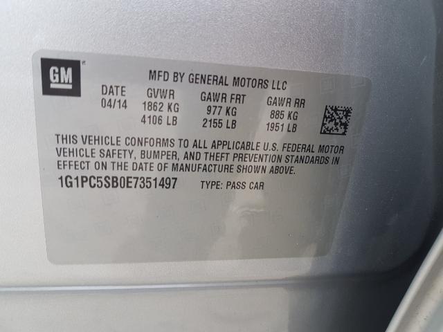 2014 CHEVROLET CRUZE LT 1G1PC5SB0E7351497