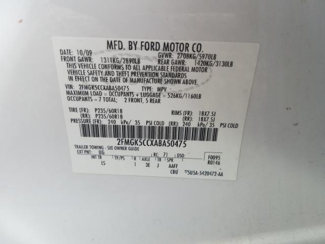 2010 FORD FLEX SEL 2FMGK5CCXABA50475