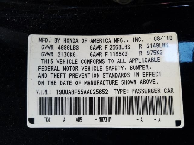 2010 ACURA TL 19UUA8F55AA025652