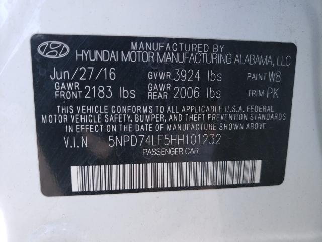 2017 HYUNDAI ELANTRA SE 5NPD74LF5HH101232