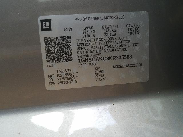 2019 CHEVROLET TAHOE C150 1GNSCAKC8KR335588