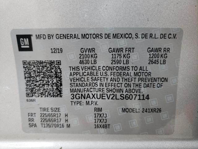 2020 CHEVROLET EQUINOX LT 3GNAXUEV2LS607114