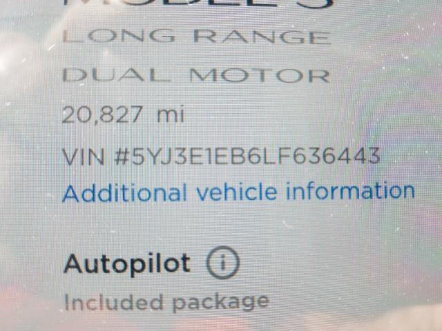 2020 TESLA MODEL 3 5YJ3E1EB6LF636443