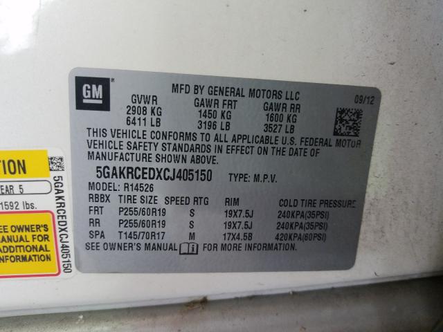 2012 BUICK ENCLAVE 5GAKRCEDXCJ405150
