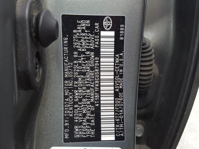 2012 TOYOTA CAMRY BASE 4T1BF1FK8CU587949