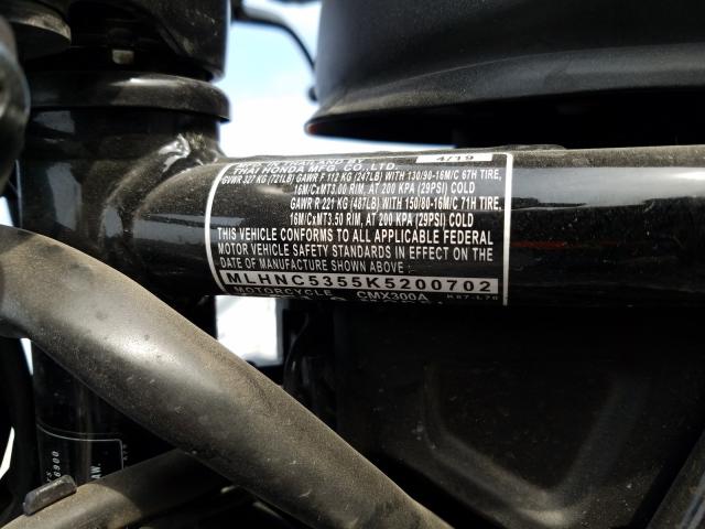 2019 HONDA CMX300 A MLHNC5355K5200702