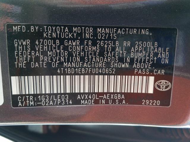 2015 TOYOTA AVALON HYB 4T1BD1EB7FU040652