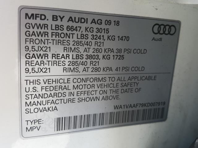 VIN WA1VAAF79KD007919 2019 Audi Q7, Prestige no.10