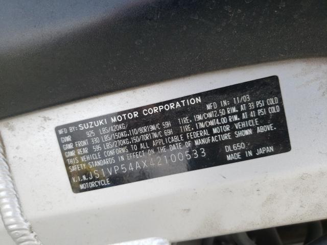 2004 SUZUKI DL650 K JS1VP54AX42100533