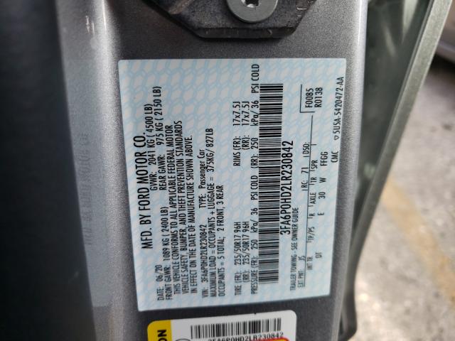 2020 FORD FUSION SE 3FA6P0HD2LR230842