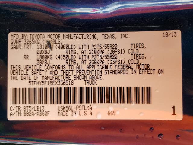 2014 TOYOTA TUNDRA CRE 5TFHY5F18EX336518