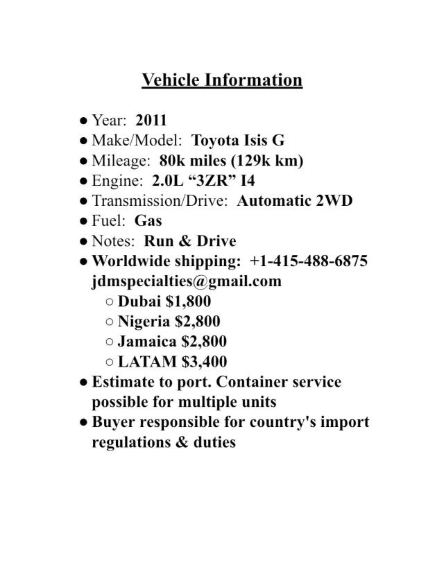 2011 TOYOTA ALL OTHERS ZGM110012887