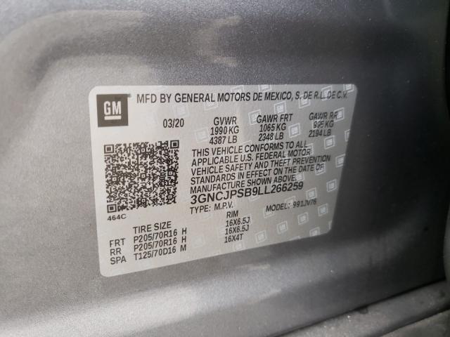 2020 CHEVROLET TRAX 1LT 3GNCJPSB9LL266259