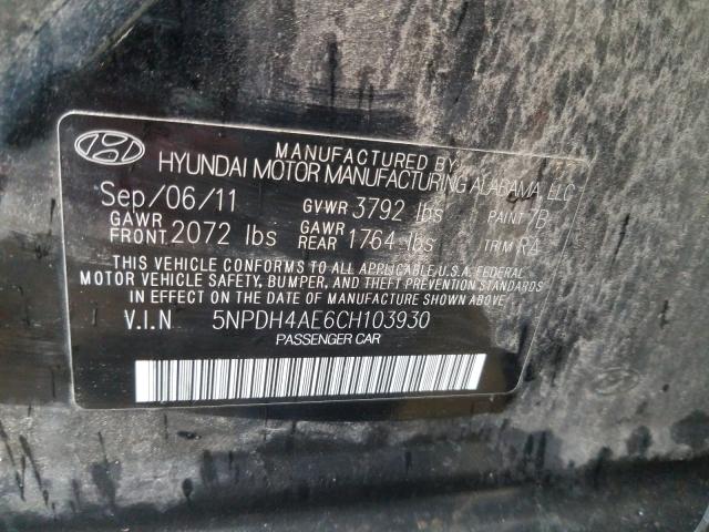 2012 HYUNDAI ELANTRA GL 5NPDH4AE6CH103930