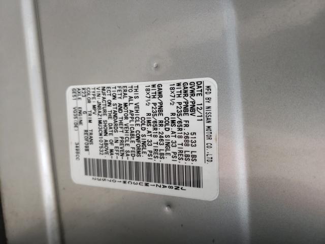 2012 NISSAN MURANO S JN8AZ1MU3CW107532