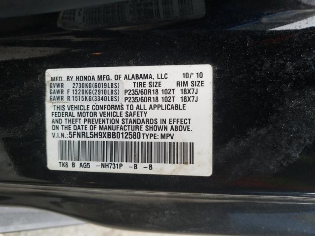 2011 HONDA ODYSSEY TO 5FNRL5H9XBB012580