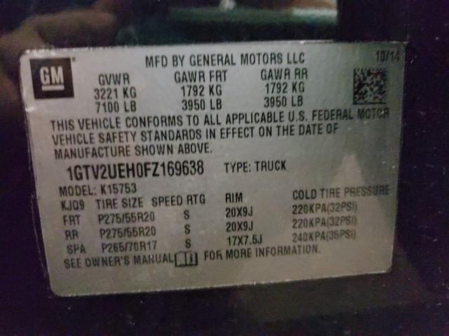 2015 GMC SIERRA K15 1GTV2UEH0FZ169638