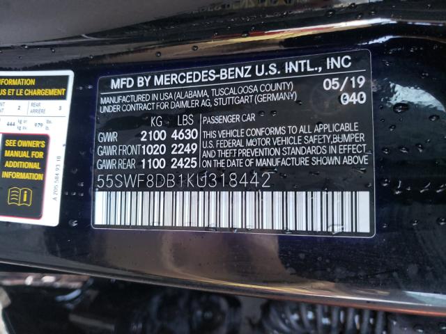 2019 MERCEDES-BENZ C 300 55SWF8DB1KU318442