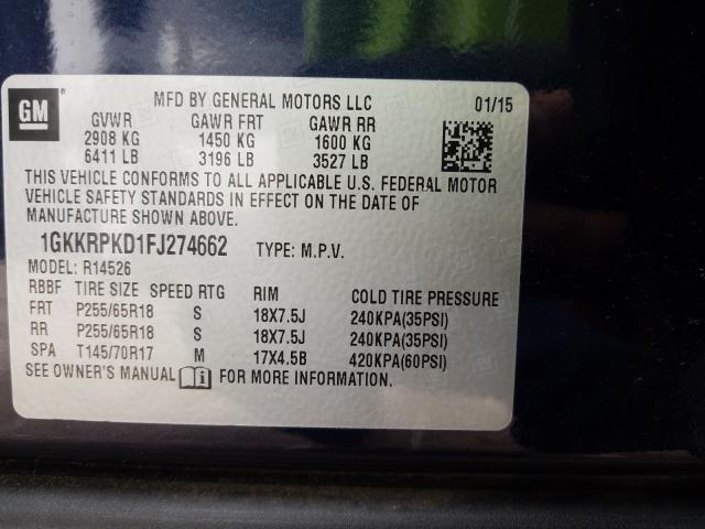 2015 GMC ACADIA SLE 1GKKRPKD1FJ274662