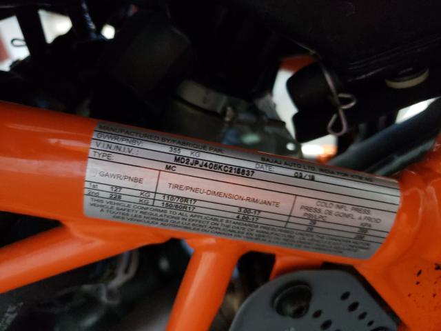2019 KTM 390 DUKE MD2JPJ405KC215837