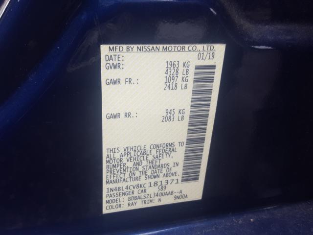 2019 NISSAN ALTIMA SR 1N4BL4CV8KC181371