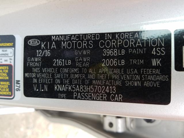 KNAFK5A83H5702413 Kia Forte Lx 2017. Фото: 9