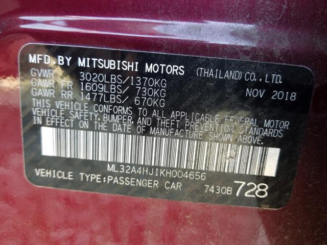 2019 MITSUBISHI MIRAGE SE ML32A4HJ1KH004656