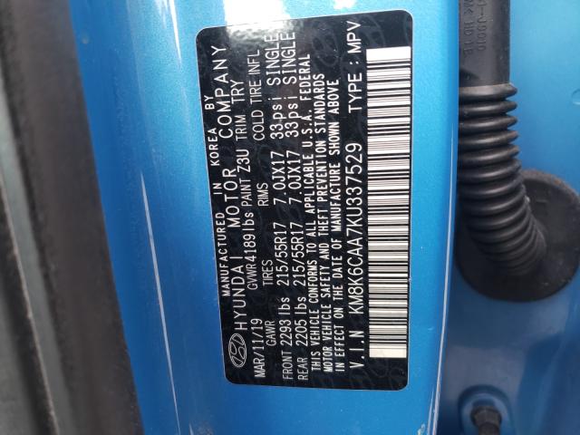 2019 HYUNDAI KONA SEL KM8K6CAA7KU337529