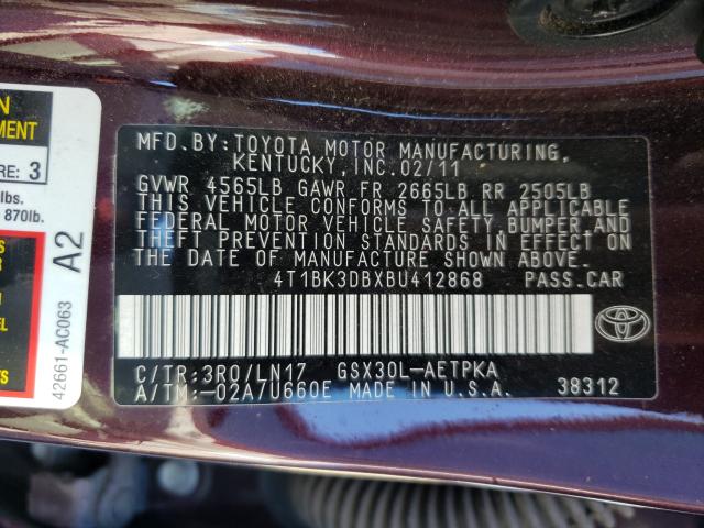 2011 TOYOTA AVALON BAS 4T1BK3DBXBU412868