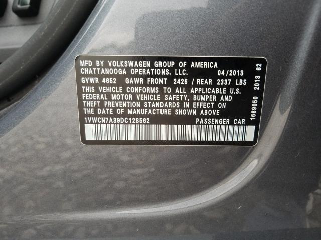2013 VOLKSWAGEN PASSAT SEL 1VWCN7A39DC128562