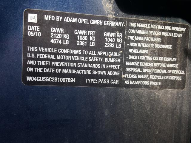 2011 BUICK REGAL CXL W04GU5GC2B1007894