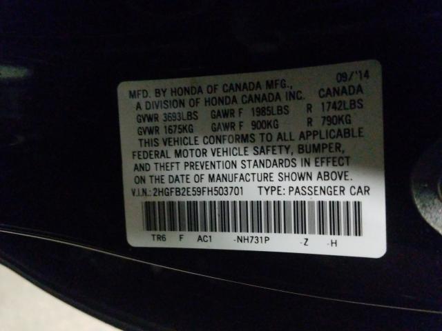 2015 HONDA CIVIC LX 2HGFB2E59FH503701