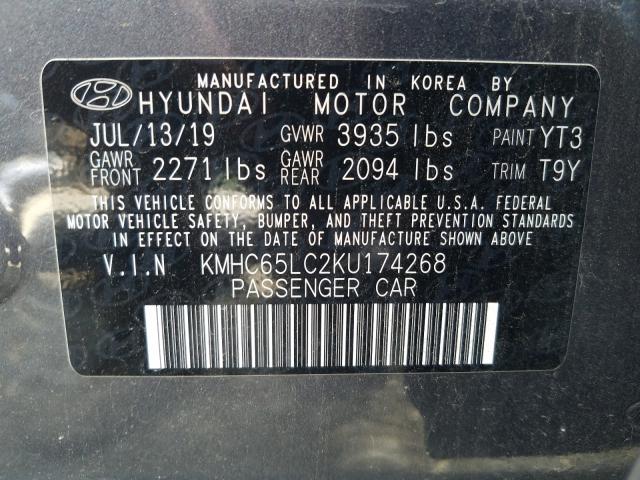 2019 HYUNDAI IONIQ BLUE KMHC65LC2KU174268