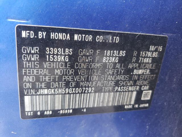 2016 HONDA FIT LX JHMGK5H59GX007292