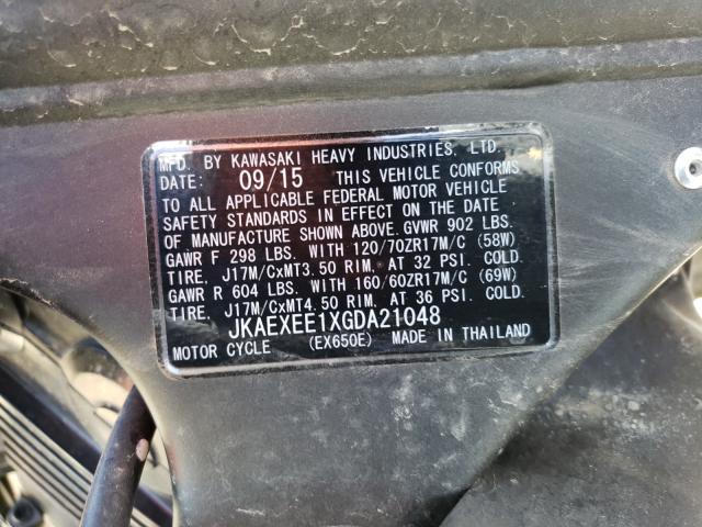 2016 KAWASAKI EX650 JKAEXEE1XGDA21048