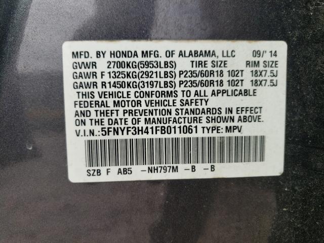 2015 HONDA PILOT EX 5FNYF3H41FB011061